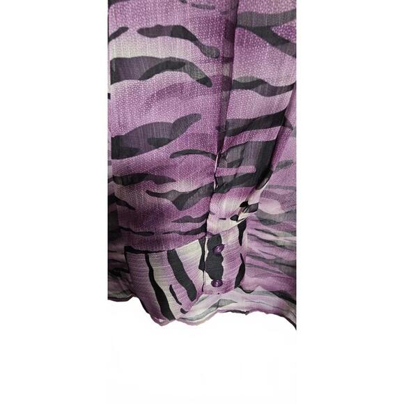 Nasty Gal Size 18 Purple and Black Sheer Button-Up Blouse with Animal Print - Picture 2 of 16